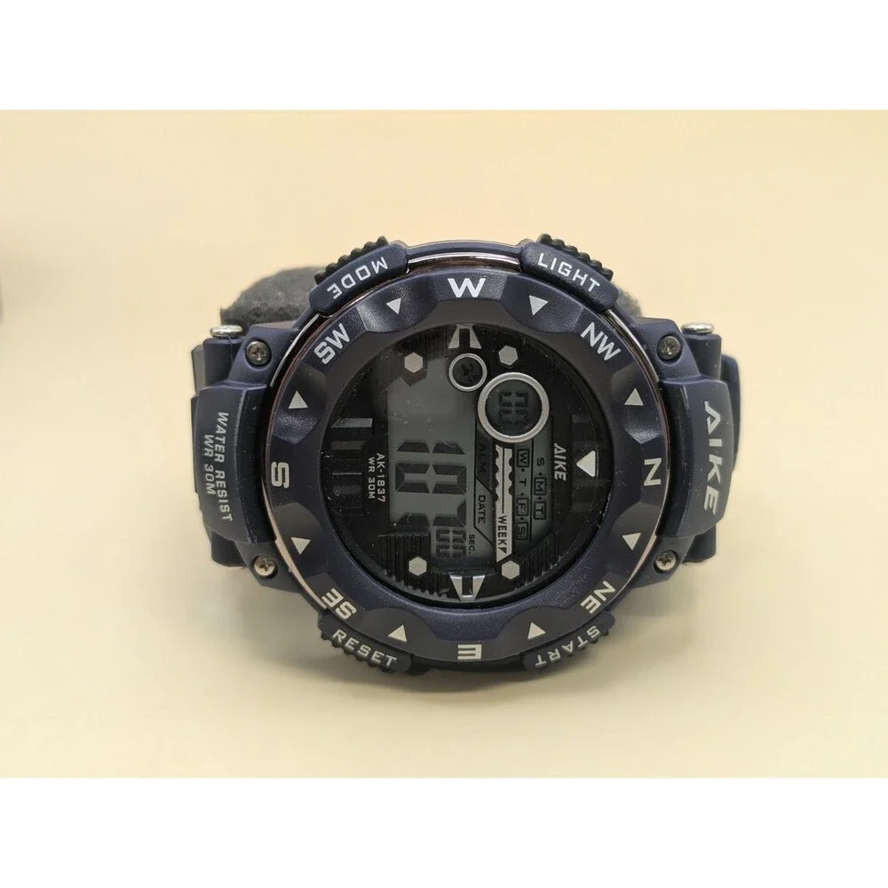 Aike Sports Digital Sport Watch Water Resistant Blue With Stainless Steel Back